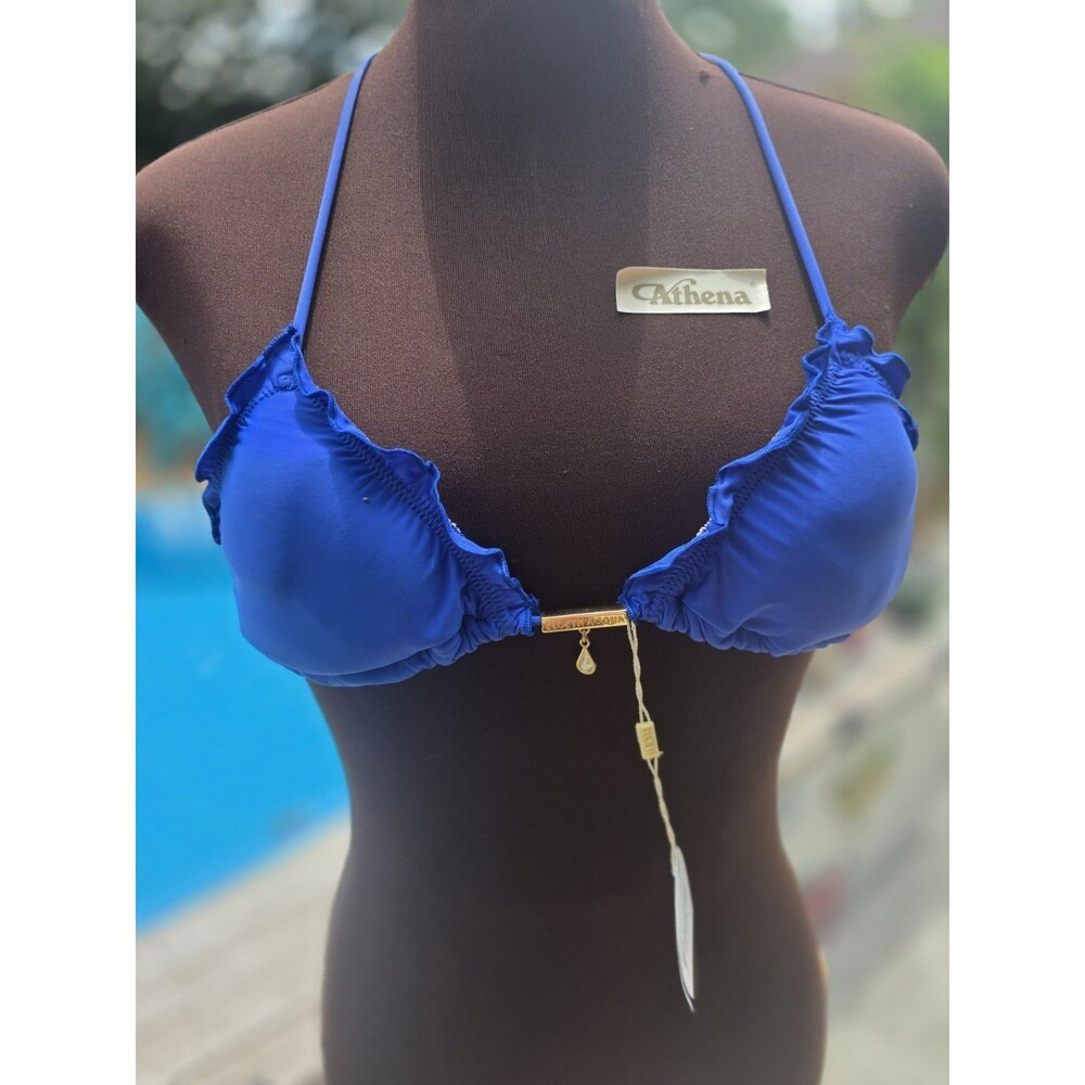 Women's NWT Eloeth Acqua  Royal Blue Rufffle BikiniTop Size M